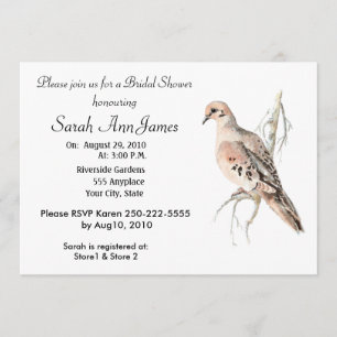 Invitation Mariage d'oiseaux de la tourterelle de colombe en