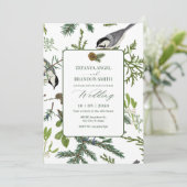 Invitation Mariage d'oiseaux feuille (Debout devant)