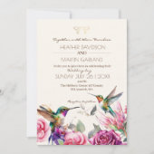 Invitation Mariage d'oiseaux floraux du printemps (Devant)