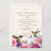 Invitation Mariage d'oiseaux floraux du printemps (Devant / Derrière)
