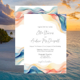 Invitation Mariage d'onde couleur Abstrait moderne