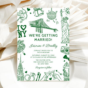 Invitation Mariage Doodle Amusant à New York