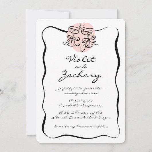 Invitation Mariage Doodle moderne (Devant)