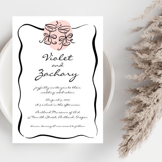 Invitation Mariage Doodle moderne