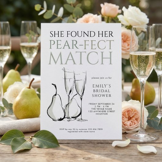Invitation Mariage Doodle Pear-fect Match Shower Nuptial