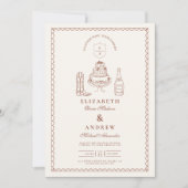 Invitation Mariage doodle western funky en terre cuite (Devant)