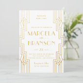 Invitation Mariage d'or Art déco Faux (Debout devant)