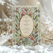 Invitation Mariage d'or Art Nouveau Orchid & Foliage