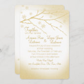 Invitation Mariage d'or aux flocons de neige en bois d'hiver (Devant / Derrière)