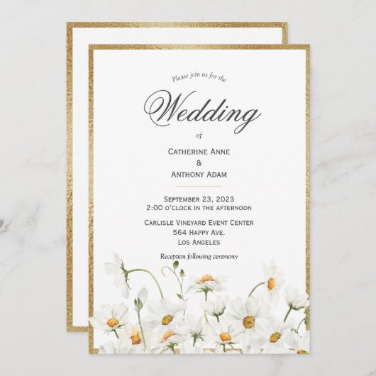 Invitation Mariage d'or aux marais blancs (Devant / Derrière)