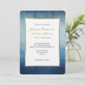 Invitation Mariage d'or bleu blanc (Debout devant)