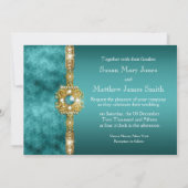 Invitation mariage d'or bleu fiançailles (Dos)