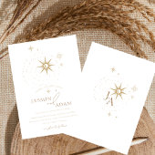 Invitation Mariage d'or céleste et d'étoiles blanches