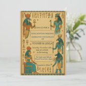Invitation Mariage d'or de divinités égyptiennes Hiéroglyphe (Debout devant)