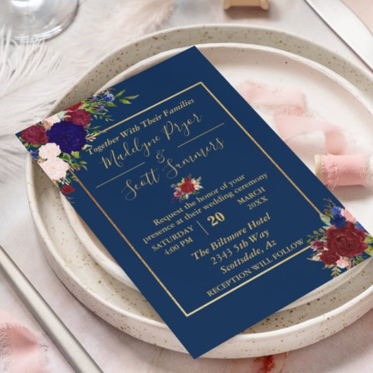 Invitation Mariage d'or de la marine Bourgogne