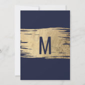 Invitation Mariage d'or de la marine moderne Blue Gold Simple (Dos)