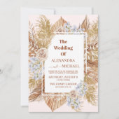 Invitation Mariage d'or de laiton Pampas (Devant)