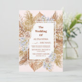 Invitation Mariage d'or de laiton Pampas (Debout devant)