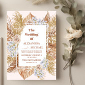 Invitation Mariage d'or de laiton Pampas