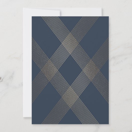 Invitation Mariage d'or de marine géométrique simple (Dos)