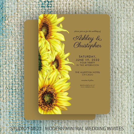 Invitation Mariage d'or de tournesol écossais
