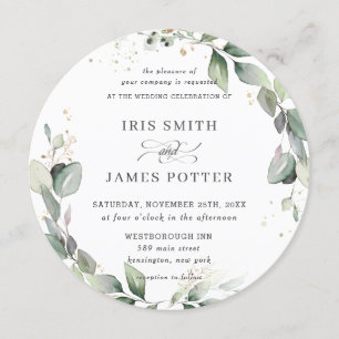 Invitation Mariage d'or en fonte feuillu de verdure rustique