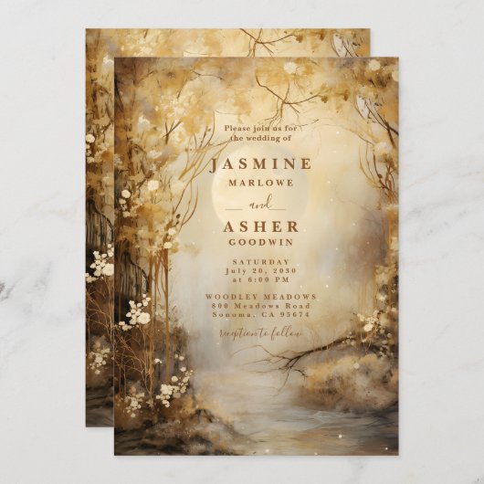Invitation Mariage d'or Enchanted Moon Forest Portal (Devant / Derrière)