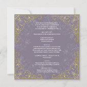 Invitation Mariage d'or et de violet éblouissant (Dos)