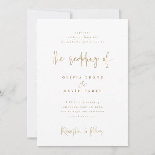 Invitation Mariage d'or Faux moderne (Devant)