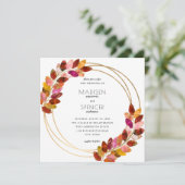 Invitation Mariage d'or Feuille d'aquarelle Bourgogne (Debout devant)