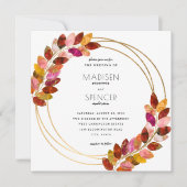 Invitation Mariage d'or Feuille d'aquarelle Bourgogne (Devant)