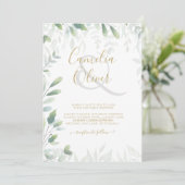 Invitation Mariage d'or Feuille moderne QR Code RSVP (Debout devant)
