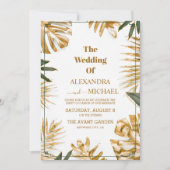 Invitation Mariage d'or Feuille Tropical moderne (Devant)