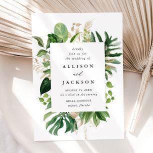 Invitation Mariage d'or Feuille Tropical moderne