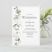 Invitation Mariage d'or fleuri Eucalyptus (Debout devant)