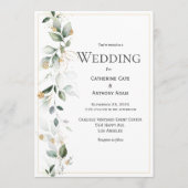 Invitation Mariage d'or fleuri Eucalyptus (Devant)