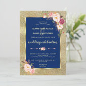 Invitation Mariage d'or Floral Blush de la Royal Navy (Debout devant)
