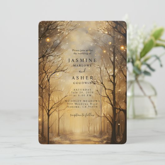 Invitation Mariage d'or forestier enchanté (Debout devant)