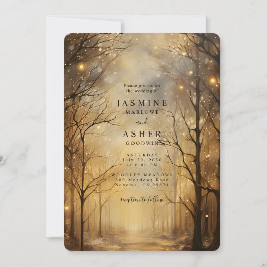 Invitation Mariage d'or forestier enchanté (Devant)