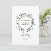 Invitation Mariage d'or géométrique Eucalyptus Lavender (Debout devant)