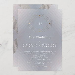 Invitation Mariage d'or géométrique moderne gris simple
