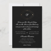 Invitation Mariage d'or géométrique moderne noir simple (Devant)