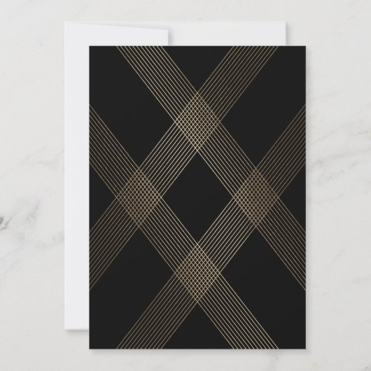 Invitation Mariage d'or géométrique moderne noir simple (Dos)