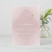 Invitation Mariage d'or géométrique moderne rose simple (Debout devant)