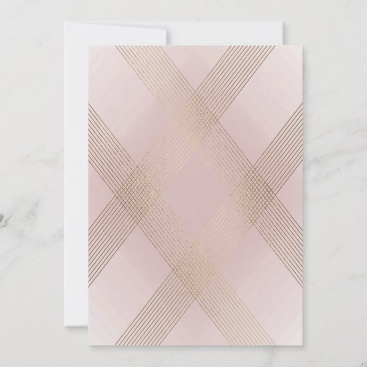 Invitation Mariage d'or géométrique moderne rose simple (Dos)