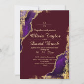 Invitation Mariage d'or moderne de Bourgogne et violet (Devant)