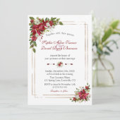 Invitation Mariage d'or moderne hiver rouge blanc Poinsettia (Debout devant)