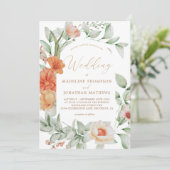 Invitation Mariage d'or Monochromatique Boho Floral Champagne (Debout devant)