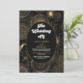 Invitation Mariage d'or noir céleste (Debout devant)