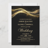 Invitation Mariage d'or noir moderne (Devant)
